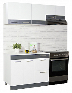 KITCHEN SET SARONA 160CM CABINET HOOD, WHITE/ANTHRACIT