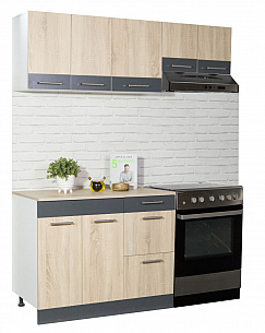 KITCHEN SET SARONA 160CM CABINET HOOD, SONOMA/ANTHRACIT