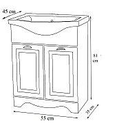 BASE AND WASHBASIN SERIES 172, 55CM, RUSTIC WHITE_5