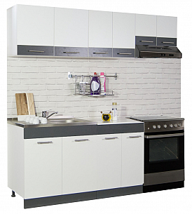 KITCHEN SET SARONA 200CM CABINET HOOD, WHITE/ANTHRACIT