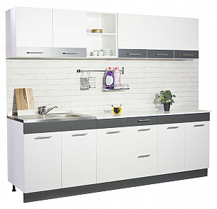 KITCHEN SET SARONA 240.01CM, WHITE/ANTHRACIT