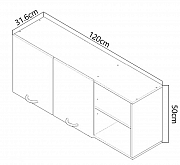 Hang up kitchen cabinet SARONA 120cm, chipboard, WHITE/ANTHRACIT_2