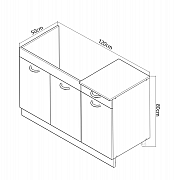 Bottom kitchen cabinet SARONA 120cm WITH DRAWER, chipboard, WHITE/ANTHRACIT_2