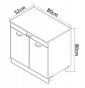 CORP INFERIOR BUCATARIE SARONA  80CM CU SERTAR, PAL, ALB/ANTRACIT_2