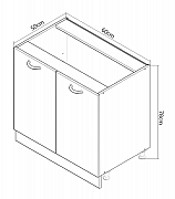 BASE CABINET KITCHEN SQUARE 60 CM WITH DOORS MDF WHITE_2