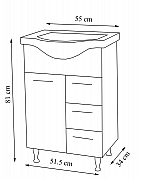 Baza MDF si lavoar seria 153, 55cm, sertare,alb_3