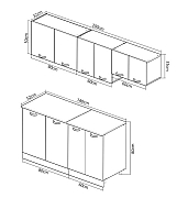 SET BUCATARIE SARONA 200CM CORP HOTA, ALB/ANTRACIT_2